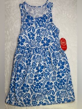 Wonder Nation L (10-12) Girls’ Blue Floral Dress Bright Flowers NWT